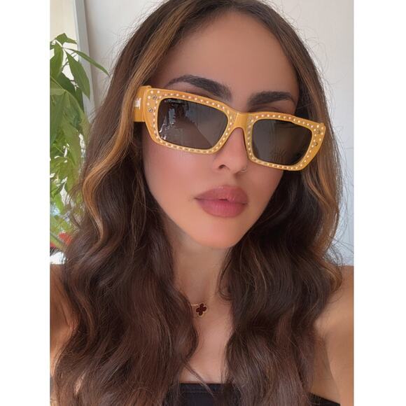NEW Moncler ML252-P Palm Angels Crystal Sunglasses in Yellow - Picture 1 of 6